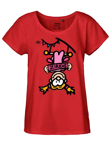 Hochseil (bunt) - comic, comics, comic style, comic stil, monster, halloween, zirkus, manege, unterhaltung, akrobat, kind, kinder, clown - Fairtrade Girl Shirt