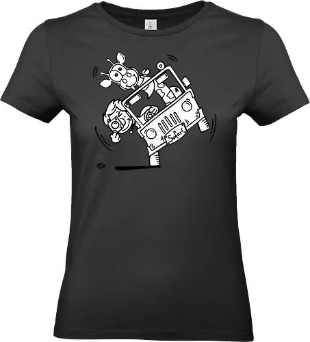 Safari! - Augen, Comic, Comic Style, Comic Stil, Zeichnung, safari, jeep, giraffe, foto, fotograf, kamera, influencer, wildnis, wald, tiere, natur - Standard T-Shirt (Women)