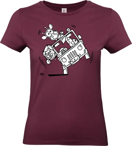 Safari! - Augen, Comic, Comic Style, Comic Stil, Zeichnung, safari, jeep, giraffe, foto, fotograf, kamera, influencer, wildnis, wald, tiere, natur - Standard T-Shirt (Women)