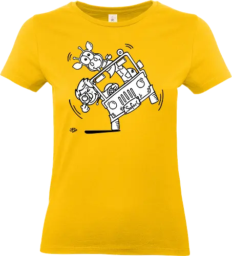 Safari! - Augen, Comic, Comic Style, Comic Stil, Zeichnung, safari, jeep, giraffe, foto, fotograf, kamera, influencer, wildnis, wald, tiere, natur - Standard T-Shirt (Women)
