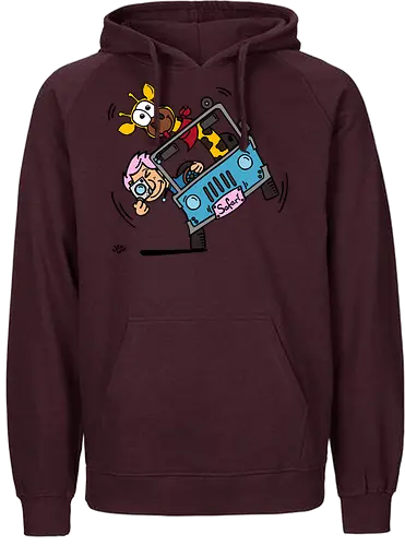Safari! (bunt 1) - Augen, Comic, Comic Style, Comic Stil, Zeichnung, safari, jeep, giraffe, foto, fotograf, kamera, influencer, wildnis, wald, tiere, natur - Fairtrade Hoodie