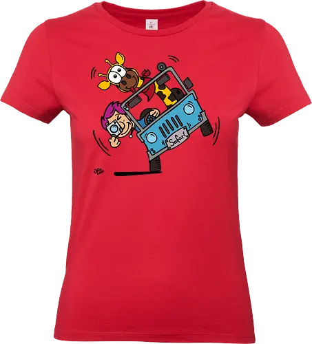 Safari! (bunt 2) - Augen, Comic, Comic Style, Comic Stil, Zeichnung, safari, jeep, giraffe, foto, fotograf, kamera, influencer, wildnis, wald, tiere, natur - Standard T-Shirt (Women)