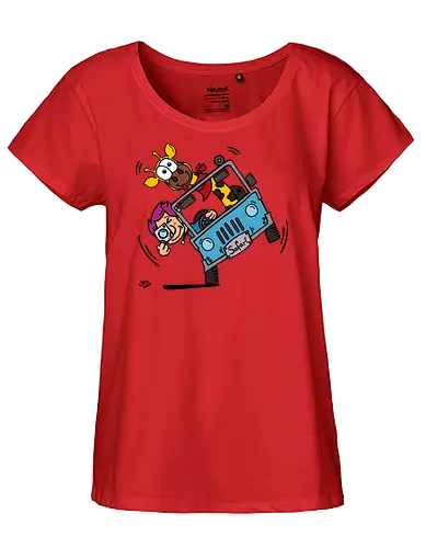 Safari! (bunt 2) - Augen, Comic, Comic Style, Comic Stil, Zeichnung, safari, jeep, giraffe, foto, fotograf, kamera, influencer, wildnis, wald, tiere, natur - Fairtrade Girl Shirt