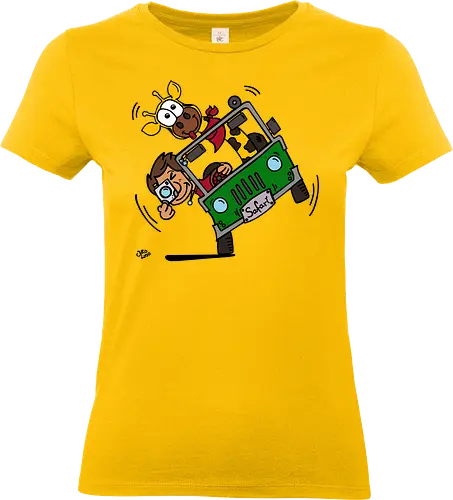 Safari! (bunt 3) - Augen, Comic, Comic Style, Comic Stil, Zeichnung, safari, jeep, giraffe, foto, fotograf, kamera, influencer, wildnis, wald, tiere, natur - Standard T-Shirt (Women)