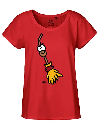 Hexenbesen (bunt) - Comic, Comic Style, Comic Stil, Zeichnung, comics, zauberei, zauberer, hexe, drache, besen, hexen, hexerei, magie, zauberkraft - Fairtrade Girl Shirt