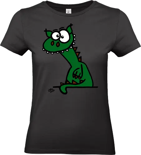 Drache (grün) - Comic, Comic Style, Comic Stil, Zeichnung, comics, zauberei, zauberer, hexe, drache, besen, hexen, hexerei, magie, zauberkraft, drachen, niedlich - Standard T-Shirt (Women)