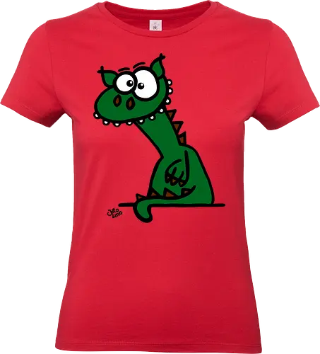 Drache (grün) - Comic, Comic Style, Comic Stil, Zeichnung, comics, zauberei, zauberer, hexe, drache, besen, hexen, hexerei, magie, zauberkraft, drachen, niedlich - Standard T-Shirt (Women)