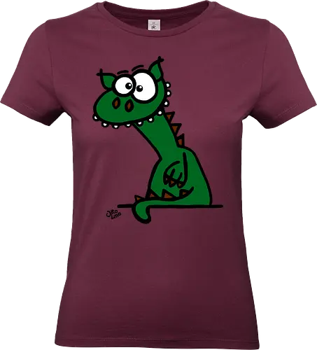 Drache (grün) - Comic, Comic Style, Comic Stil, Zeichnung, comics, zauberei, zauberer, hexe, drache, besen, hexen, hexerei, magie, zauberkraft, drachen, niedlich - Standard T-Shirt (Women)
