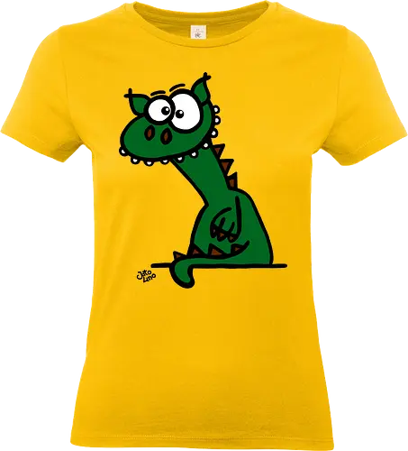 Drache (grün) - Comic, Comic Style, Comic Stil, Zeichnung, comics, zauberei, zauberer, hexe, drache, besen, hexen, hexerei, magie, zauberkraft, drachen, niedlich - Standard T-Shirt (Women)
