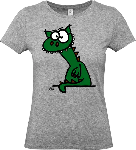 Drache (grün) - Comic, Comic Style, Comic Stil, Zeichnung, comics, zauberei, zauberer, hexe, drache, besen, hexen, hexerei, magie, zauberkraft, drachen, niedlich - Standard T-Shirt (Women)