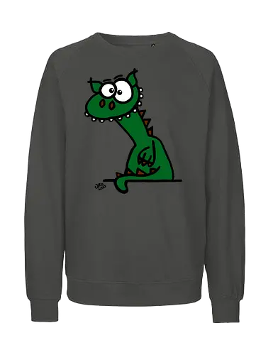 Drache (grün) - Comic, Comic Style, Comic Stil, Zeichnung, comics, zauberei, zauberer, hexe, drache, besen, hexen, hexerei, magie, zauberkraft, drachen, niedlich - Fairtrade Sweatshirt