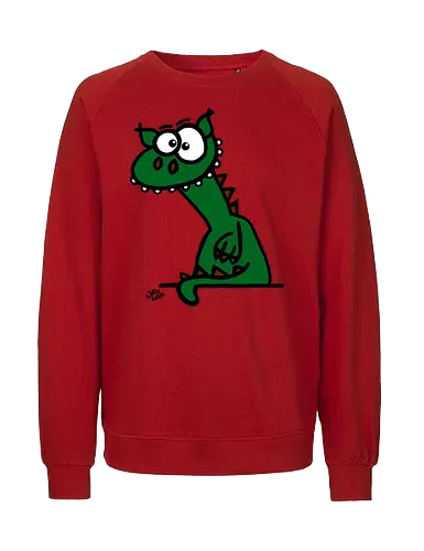 Drache (grün) - Comic, Comic Style, Comic Stil, Zeichnung, comics, zauberei, zauberer, hexe, drache, besen, hexen, hexerei, magie, zauberkraft, drachen, niedlich - Fairtrade Sweatshirt