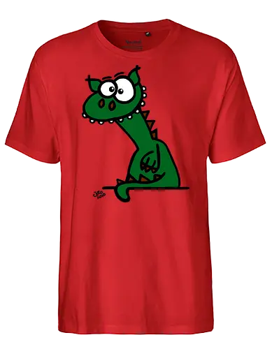 Drache (grün) - Comic, Comic Style, Comic Stil, Zeichnung, comics, zauberei, zauberer, hexe, drache, besen, hexen, hexerei, magie, zauberkraft, drachen, niedlich - Fairtrade T-Shirt