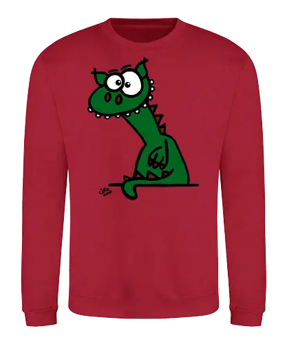 Drache (grün) - Comic, Comic Style, Comic Stil, Zeichnung, comics, zauberei, zauberer, hexe, drache, besen, hexen, hexerei, magie, zauberkraft, drachen, niedlich - Sweatshirt