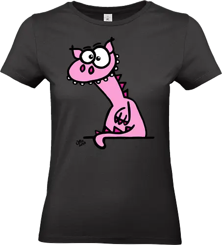 Drache (rosa) - Comic, Comic Style, Comic Stil, Zeichnung, comics, zauberei, zauberer, hexe, drache, besen, hexen, hexerei, magie, zauberkraft, drachen, niedlich - Standard T-Shirt (Women)