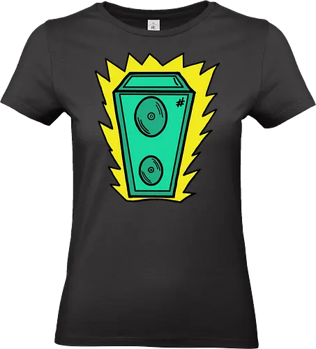 Lautsprecher - Augen, Comic, Comic Style, Comic Stil, Zeichnung, comics, niedlich, albern, lustig, witzig, bunt, musik, rock, konzert, festival, rocker, singen, sänger, musiker - Standard T-Shirt (Women)