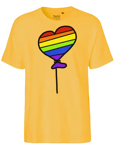 Regenbogenballon - Augen, Comic, Comic Style, Comic Stil, Zeichnung, comics, niedlich, albern, lustig, witzig, bunt, drag, drag queen, lgbt, queer, lgbtq, lgbtqia+ - Fairtrade T-Shirt