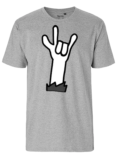 Let's rock! (4) - Augen, Comic, Comic Style, Comic Stil, Zeichnung, comics, niedlich, albern, lustig, witzig, bunt, musik, rock, konzert, festival, rocker, singen, sänger, musiker, pommes, pommesgabel - Fairtrade T-Shirt
