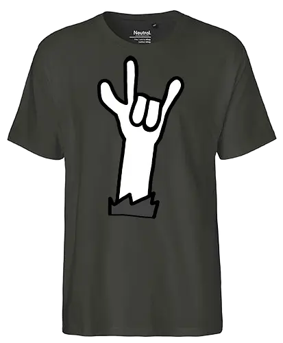 Let's rock! (4) - Augen, Comic, Comic Style, Comic Stil, Zeichnung, comics, niedlich, albern, lustig, witzig, bunt, musik, rock, konzert, festival, rocker, singen, sänger, musiker, pommes, pommesgabel - Fairtrade T-Shirt