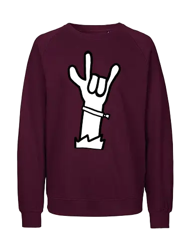 Let's rock! (7) - Augen, Comic, Comic Style, Comic Stil, Zeichnung, comics, niedlich, albern, lustig, witzig, bunt, musik, rock, konzert, festival, rocker, singen, sänger, musiker, pommes, pommesgabel - Fairtrade Sweatshirt