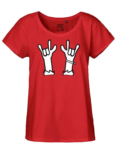 Festival - Augen, Comic, Comic Style, Comic Stil, Zeichnung, comics, niedlich, albern, lustig, witzig, bunt, musik, rock, konzert, festival, rocker, singen, sänger, musiker, pommes, pommesgabel - Fairtrade Girl Shirt