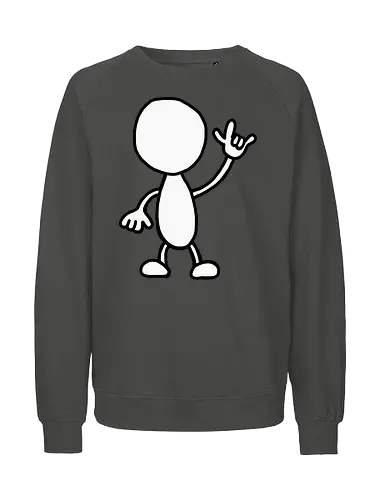 Rocker - Augen, Comic, Comic Style, Comic Stil, Zeichnung, comics, niedlich, albern, lustig, witzig, bunt, musik, rock, konzert, festival, rocker, singen, sänger, musiker, pommes, pommesgabel - Fairtrade Sweatshirt