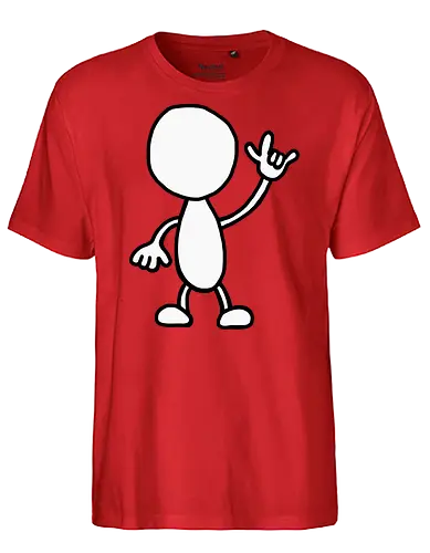 Rocker - Augen, Comic, Comic Style, Comic Stil, Zeichnung, comics, niedlich, albern, lustig, witzig, bunt, musik, rock, konzert, festival, rocker, singen, sänger, musiker, pommes, pommesgabel - Fairtrade T-Shirt