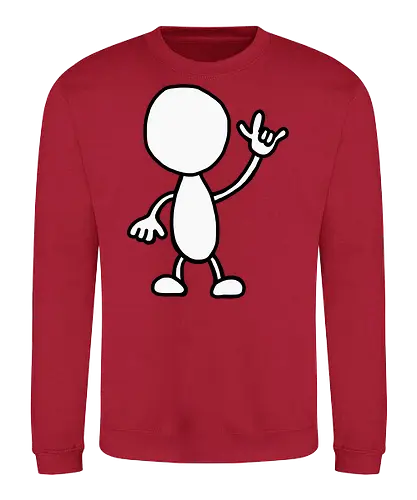 Rocker - Augen, Comic, Comic Style, Comic Stil, Zeichnung, comics, niedlich, albern, lustig, witzig, bunt, musik, rock, konzert, festival, rocker, singen, sänger, musiker, pommes, pommesgabel - Sweatshirt