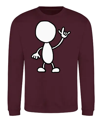 Rocker - Augen, Comic, Comic Style, Comic Stil, Zeichnung, comics, niedlich, albern, lustig, witzig, bunt, musik, rock, konzert, festival, rocker, singen, sänger, musiker, pommes, pommesgabel - Sweatshirt