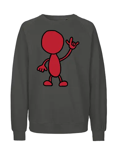 Rocker - Augen, Comic, Comic Style, Comic Stil, Zeichnung, comics, niedlich, albern, lustig, witzig, bunt, musik, rock, konzert, festival, rocker, singen, sänger, musiker, pommes, pommesgabel - Fairtrade Sweatshirt