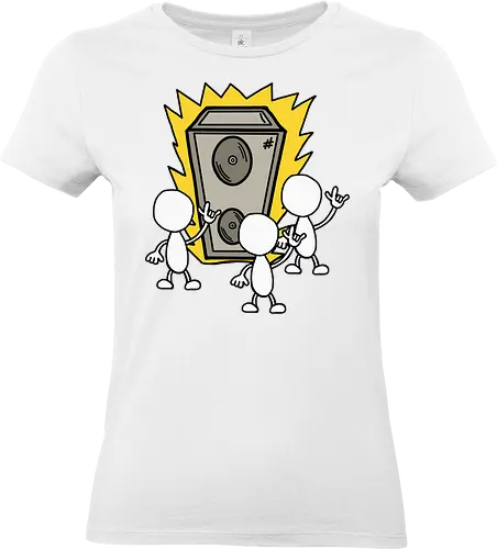 Konzert (1) - Augen, Comic, Comic Style, Comic Stil, Zeichnung, comics, niedlich, albern, lustig, witzig, bunt, musik, rock, konzert, festival, rocker, singen, sänger, musiker, pommes, pommesgabel - Standard T-Shirt (Women)