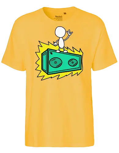 Konzert (3) - Augen, Comic, Comic Style, Comic Stil, Zeichnung, comics, niedlich, albern, lustig, witzig, bunt, musik, rock, konzert, festival, rocker, singen, sänger, musiker, pommes, pommesgabel - Fairtrade T-Shirt