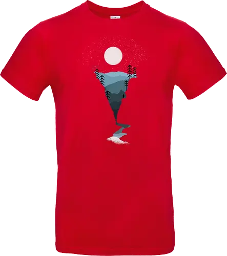 Exploring Nightfall - nature, national parks, great outdoors, moonlight, moon, night sky, beauty, outdoors, exploring, wonder, explorer, adventure, layered, mountains, rivers, silhouette, forests, scenic, vista, woods, trees, tree line - Standard T-Shirt