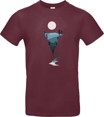 Exploring Nightfall - nature, national parks, great outdoors, moonlight, moon, night sky, beauty, outdoors, exploring, wonder, explorer, adventure, layered, mountains, rivers, silhouette, forests, scenic, vista, woods, trees, tree line - Standard T-Shirt