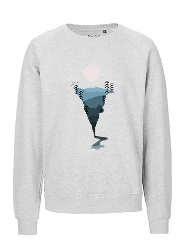 Exploring Nightfall - nature, national parks, great outdoors, moonlight, moon, night sky, beauty, outdoors, exploring, wonder, explorer, adventure, layered, mountains, rivers, silhouette, forests, scenic, vista, woods, trees, tree line - Fairtrade Sweatshirt