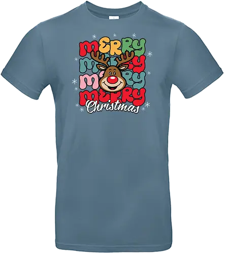 Merry Christmas  - reindeer, christmas, festive, holiday, colorful, merry, design, lettering, santa - Standard T-Shirt