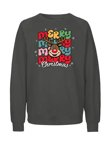 Merry Christmas  - reindeer, christmas, festive, holiday, colorful, merry, design, lettering, santa - Fairtrade Sweatshirt