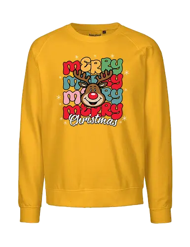 Merry Christmas  - reindeer, christmas, festive, holiday, colorful, merry, design, lettering, santa - Fairtrade Sweatshirt