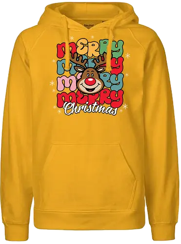 Merry Christmas  - reindeer, christmas, festive, holiday, colorful, merry, design, lettering, santa - Fairtrade Hoodie