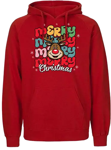 Merry Christmas  - reindeer, christmas, festive, holiday, colorful, merry, design, lettering, santa - Fairtrade Hoodie