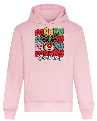 Merry Christmas  - reindeer, christmas, festive, holiday, colorful, merry, design, lettering, santa - Heavyweight Hoodie