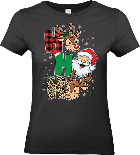 Santa Claus face - christmas, reindeer, santa claus, holiday, festive, snowflakes, pattern, decoration, cartoon, cheerful - Standard T-Shirt (Women)