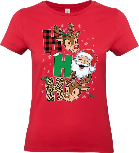 Santa Claus face - christmas, reindeer, santa claus, holiday, festive, snowflakes, pattern, decoration, cartoon, cheerful - Standard T-Shirt (Women)