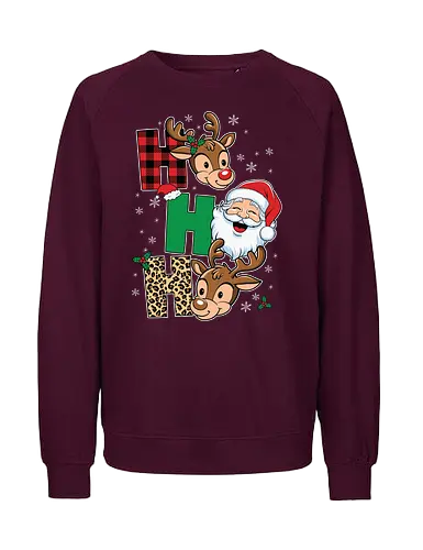 Santa Claus face - christmas, reindeer, santa claus, holiday, festive, snowflakes, pattern, decoration, cartoon, cheerful - Fairtrade Sweatshirt