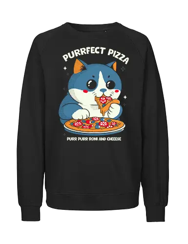 Pizza Cat - cats, cat, funny, pizza - Fairtrade Sweatshirt