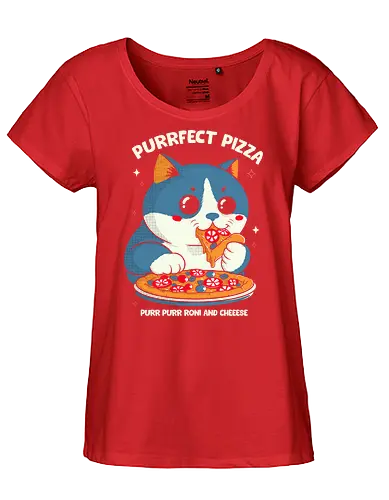 Pizza Cat - cats, cat, funny, pizza - Fairtrade Girl Shirt
