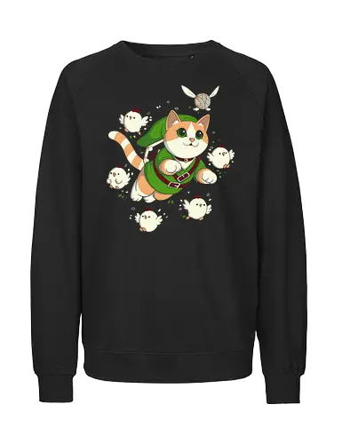 The Legend of the Cat - cats, cat, game, reto, Hero of Time, Princess - Fairtrade Sweatshirt