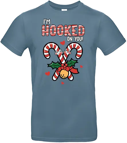 I'm hooked on you - christmas, candy canes, holly, bell, hearts, festive, typography, winter, holiday, fun - Standard T-Shirt