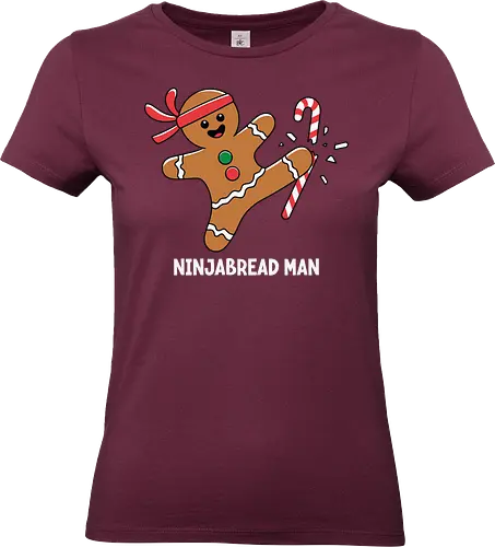 Ninjabread Man - gingerbread, ninja, candy cane, humorous, christmas, martial arts, cookies, festive, holiday, whimsical - Standard T-Shirt (Women)