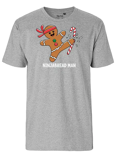 Ninjabread Man - gingerbread, ninja, candy cane, humorous, christmas, martial arts, cookies, festive, holiday, whimsical - Fairtrade T-Shirt